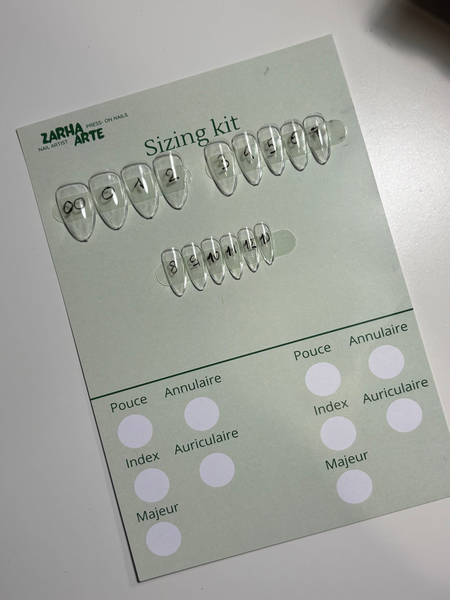 Sizing kit (kit de mesures)